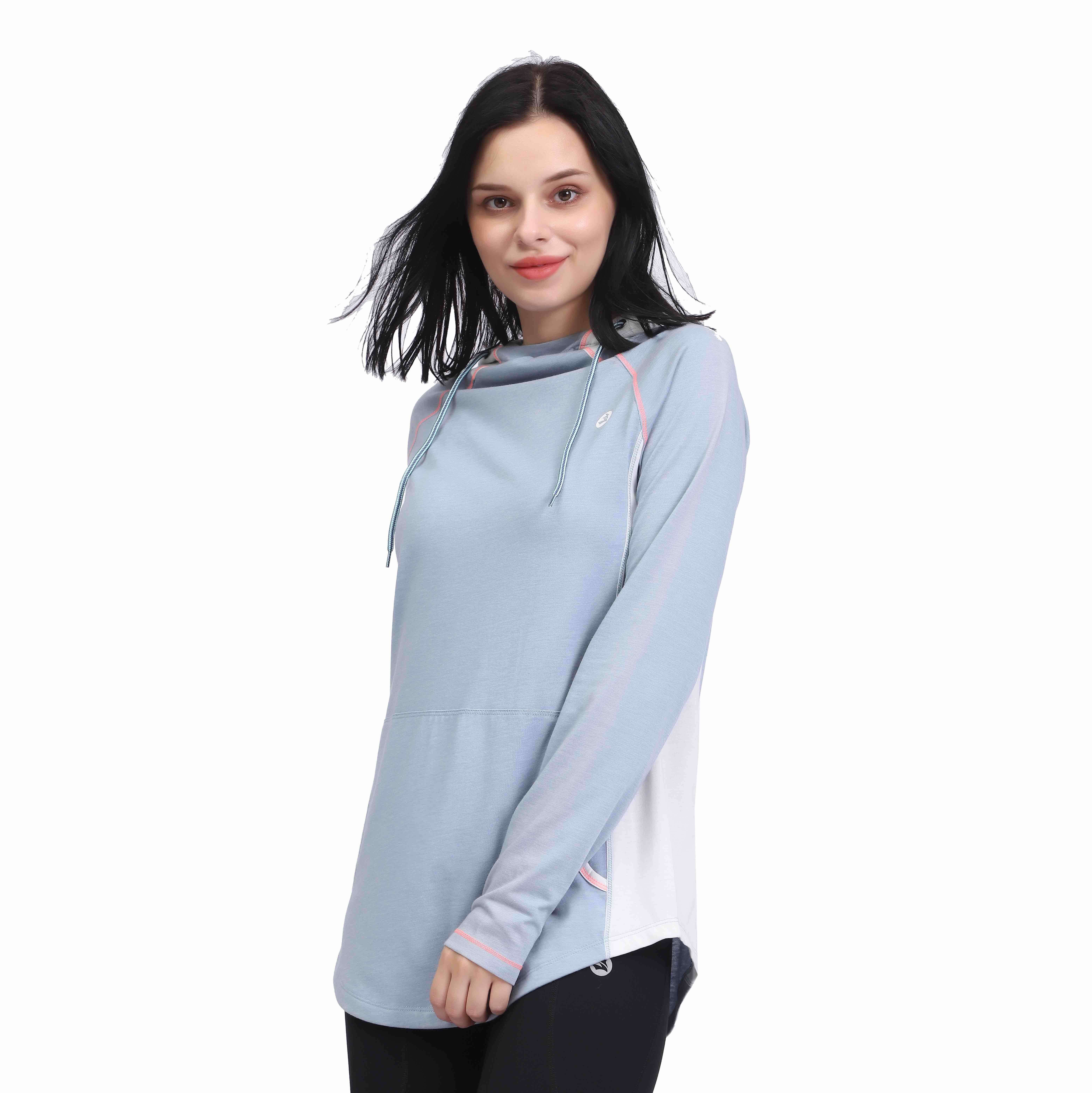 "Damen-Tunika-Hoodie mit langen Ärmeln und Farbblock"