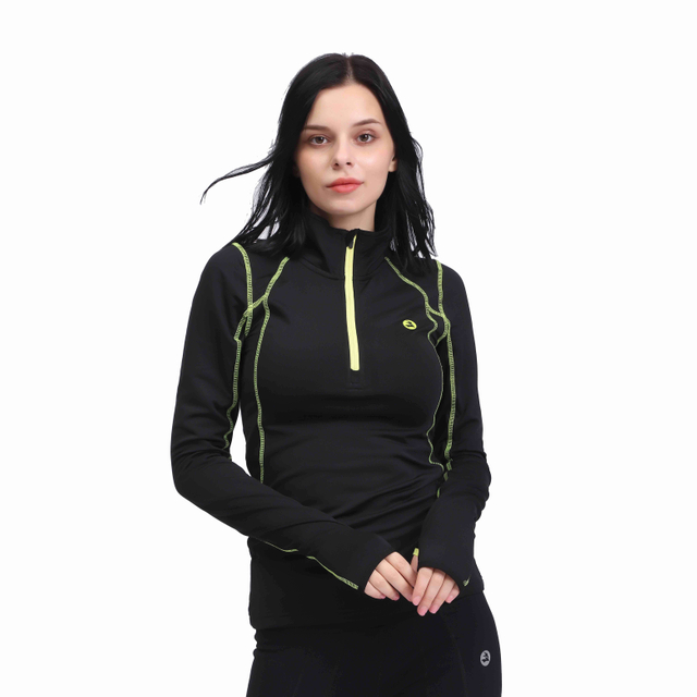 Frauensport Slim Fit 1/2 Zip Fleece Futter Pullover Thermal Top